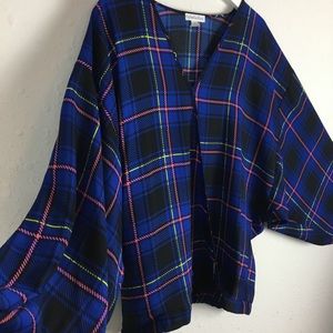Multi Color Faux Wrap Long Sleeve Shirt